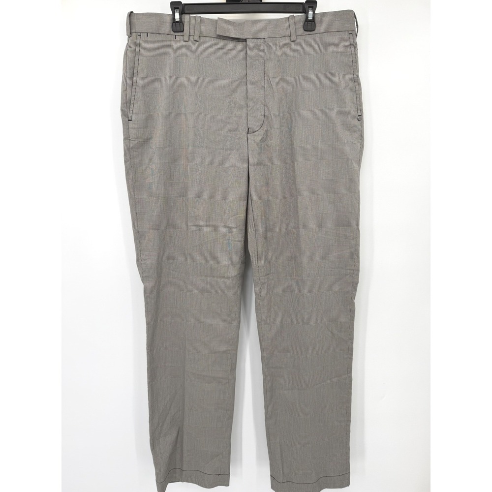 RLX Ralph Lauren Golf Pants Mens 36/32 Grey Glen Plaid Flat Front Trousers Logo